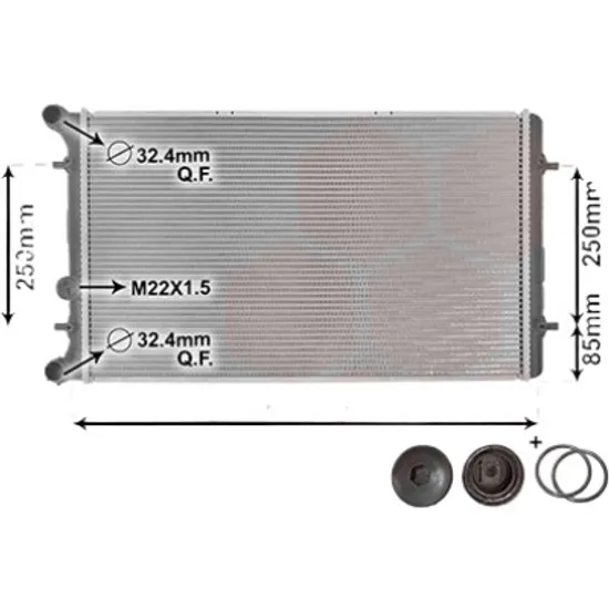 Radiator apa VW BORA 1998->2005 2.3 V5 125KW 170CP , pentru motor AQN perioada 2000 2001,2002,2003,2004 2005