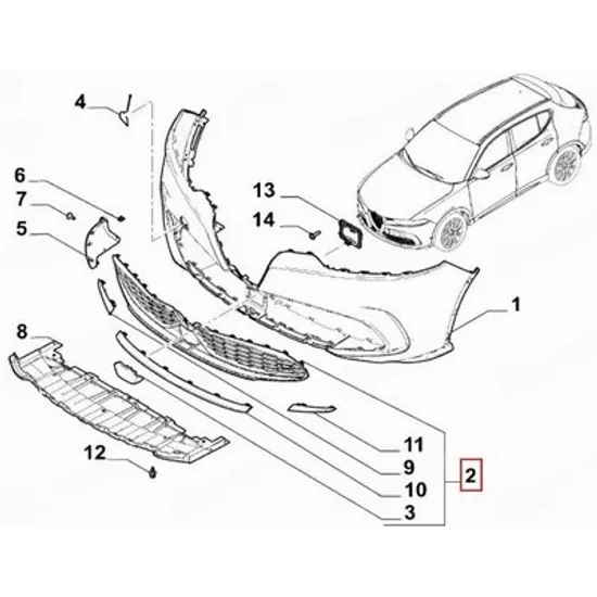 Grila Bara ALFA ROMEO TONALE 2022-> Grila bara fata (O) Perioada 2022 2023 2024 2025