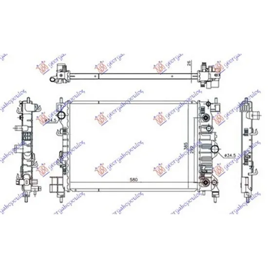 Radiator Motor CHEVROLET TRAX 2012-> Radiator apa 1.6/1.8 16v cv automata benzina 580x385x26 Perioada 2012 2013 2014 2015 2016 2017