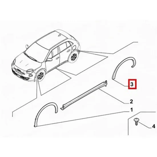 Bandou aripa spate ALFA ROMEO JUNIOR 2024-> Bandou overfender Aripa spate plastic (O) STANGA Perioada 2024 2025