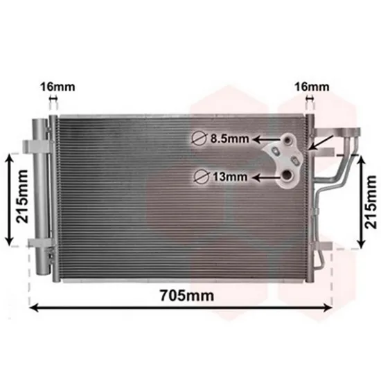 Radiator Aer Conditionat HYUNDAI i30 2007->2012 Radiator aer conditionat 1.4 - 1.6 - 2.0 16V (57x38) Perioada 2007 2008 2009 2010 2011 2012