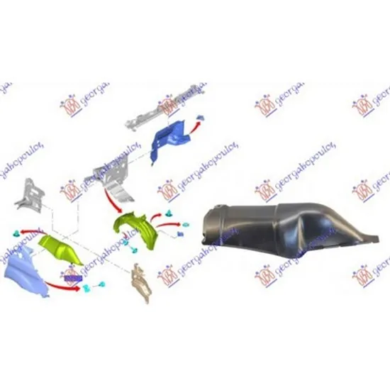 Carenaj fata FORD TRANSIT CUSTOM 2012-> Carenaj aripa fata dreapta, Perioada 2013 2014 2015 2016 2017 2018