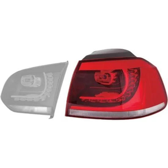 Lampa stop spate dreapta VW GOLF 6 2008->2013 perioada 2008 2009 2010 2011 2012 , gri/rosu, semnal fumuriu, exterior, cu bec LED, pentru GTi, GTD R