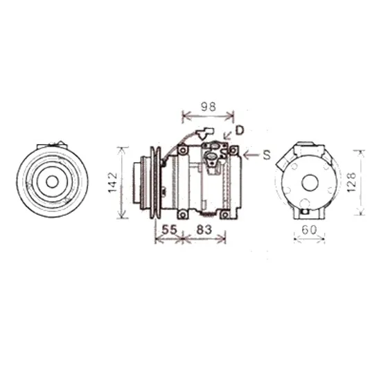 Compresor aer conditionat MITSUBISHI PAJERO 3 1999->2007 3.2 Di-D 118KW 160CP , pentru motor 4M41 perioada 2000 2001 2002 2003 2004 2005 2006