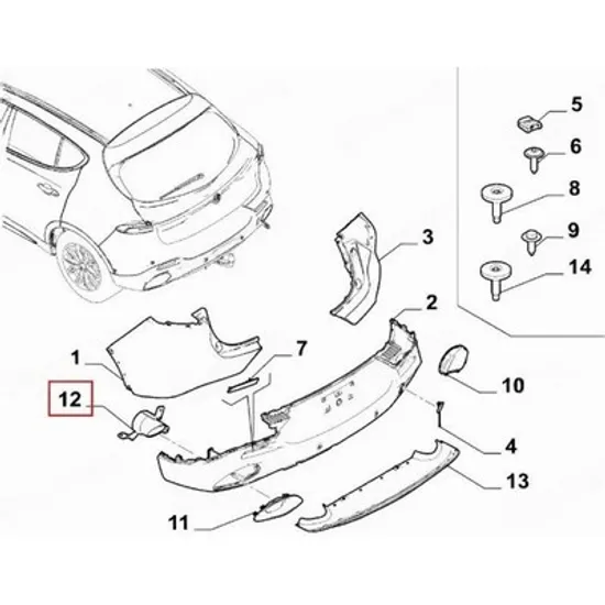 Bandou spate ALFA ROMEO TONALE 2022-> Ornament spate Bandou esapament cromat (Ornament esapament) (O) STANGA Perioada 2022 2023 2024 2025