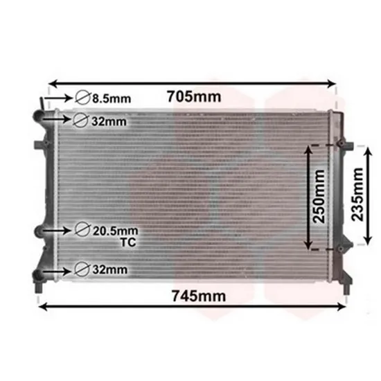 Radiator Motor VW JETTA 6 2010-> Radiator apa 1.6-2.0-2.5FSiM/A+/-A/C(65x41.6) (KOYO) dreapta Perioada 2010 2011 2012 2013 2014 2015 2016 2017 2018 2019 2020