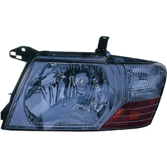 Far stanga MITSUBISHI PAJERO 3 1999->2007 perioada 2000 2001 2002 2003 2004 2005 2006 fara motor reglaj, cromat, semnal galben, cu reglaj electric, cu bec H4
