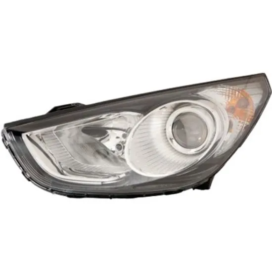 Far dreapta HYUNDAI ix35 / TUCSON 2009-> perioada 2012 2013 2014 2015 2016 2017 pana la an de fabricatie 2013, cu motor reglaj, semnal transparent, cu reglaj electric, cu bec H7/H7