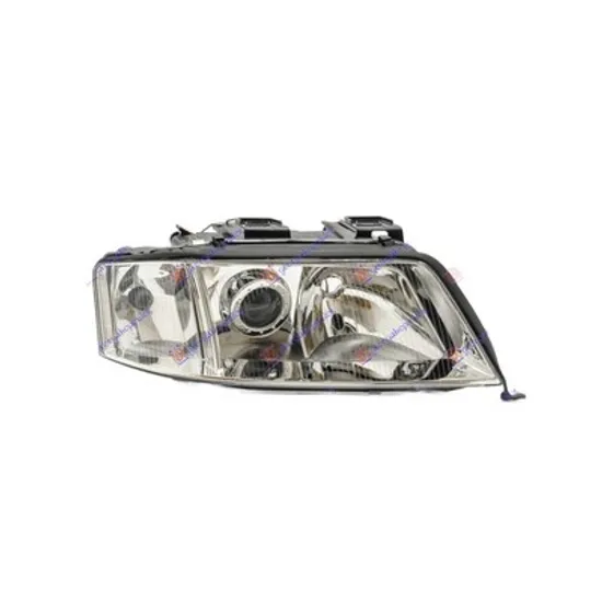 Far dreapta AUDI A6 C5 1997->2005 perioada 1997 1998 1999 2000 2001 2002 2003 2004 2005 pana la an de fabricatie 08/1999, fara motor reglaj, fara unitate de control Xenon, semnal transparent, pentru vehicule cu lumini xenon, cu reglaj distanta iluminare automat, cu bec D2S/H7