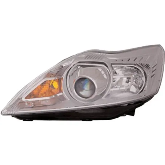 Far stanga FORD FOCUS 2 2004->2013 perioada 2004 2005 2006 2007 2008 2009 2010 2011 2012 de la an de fabricatie 02/2008, cu motor reglaj, fara unitate de control Xenon, cromat, semnal galben, cu bec D1S/H1,