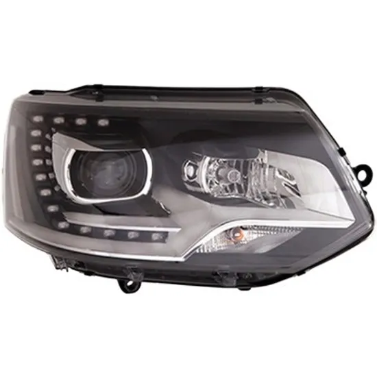 Far dreapta VW TRANSPORTER T5 2003->2015 perioada 2003 2004 2005 2006 2007 2008 2009 2010 2011 2012 2013 2014 2015 de la an de fabricatie 10/2009, cu motor reglaj, fara unitate de control Xenon, semnal transparent, cu bec D3S/H7, cu bec LED