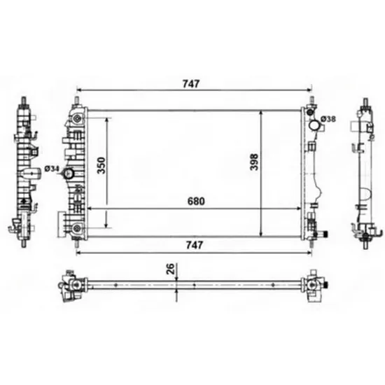 Radiator Motor SAAB 9-5 2010->2012 Radiator apa motor 2.0 benzina TURBO automatic (680x400) (KOYO) Perioada 2010 2011 2012
