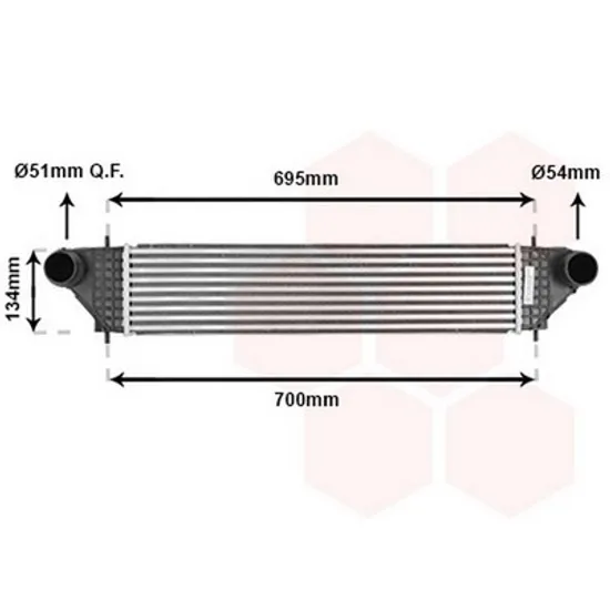 Intercooler MITSUBISHI OUTLANDER 3 2012->2020 Radiator intercooler 2.2 DiD diesel (615x142x62) 2013->2016 Perioada 2013 2014 2015 2016 2017 2018 2019