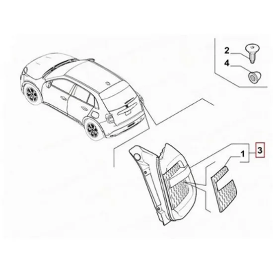 Stop Spate FIAT 600 2023-> Lampa stop spate (O) DREAPTA Perioada 2023 2024 2025