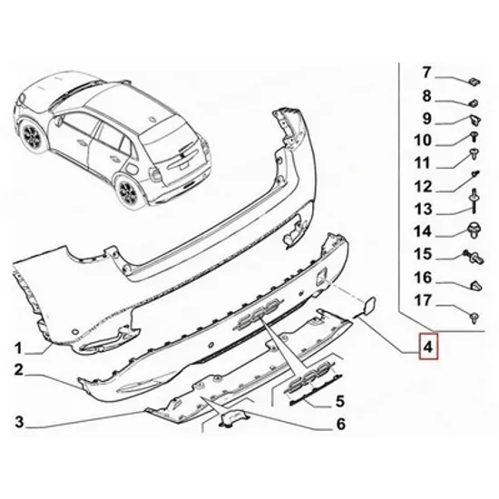 Capac Bara spate FIAT 600 2023-> Capac carlig tractare spate (O) Perioada 2023 2024 2025