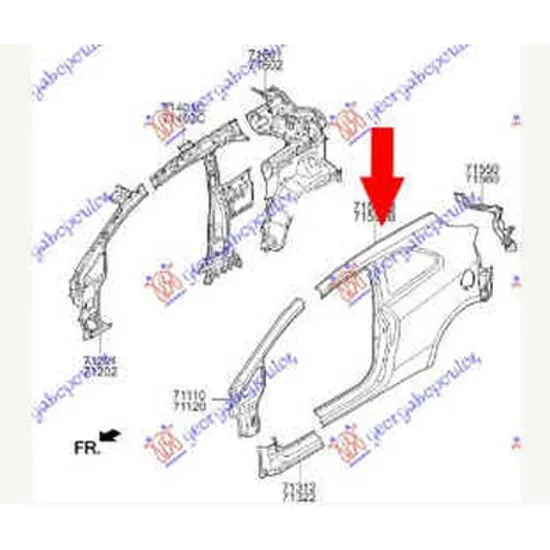Aripa Spate KIA RIO 2011->2017 Aripa spate pentru 3 usi (O) dreapta Perioada 2011 2012 2013 2014 2015 2016