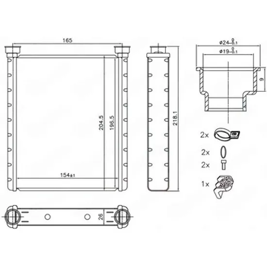 Radiator Incalzire MERCEDES CLA C117 2013->2019 Calorifer (155x195x26) Perioada 2013 2014 2015 2016