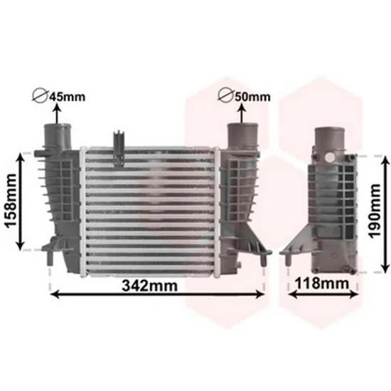 Intercooler RENAULT CLIO 3 2005->2014 Radiator intercooler 1,2i 16V - 1,5 DCi 210x206x64 Perioada 2005 2006 2007 2008 2009 2010 2011 2012