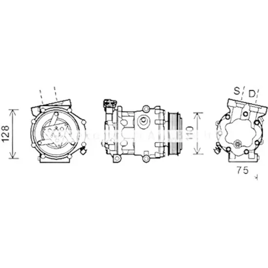 Compresor aer conditionat FORD TRANSIT 2005->2014 2.4 TDCi RWD 103KW 140CP , pentru motor H9FB, H9FD perioada 2006 2007 2008 2009 2010 2011 2012 2013 2014