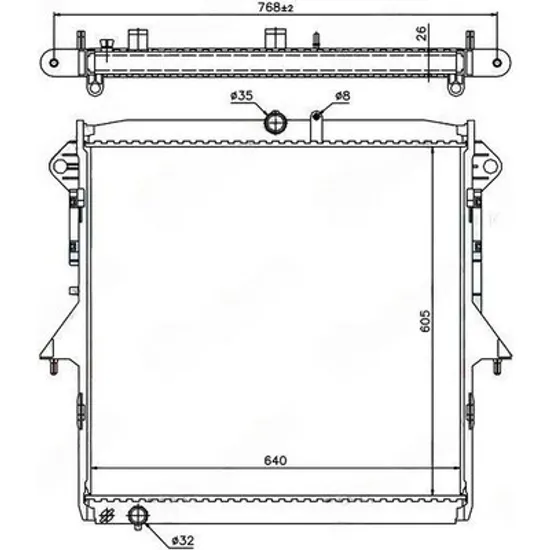 Radiator Motor FORD RANGER 2011-> Radiator apa motor 2.5 benzina manuala-automatic (605x640) Perioada 2015 2016 2017 2018 2019