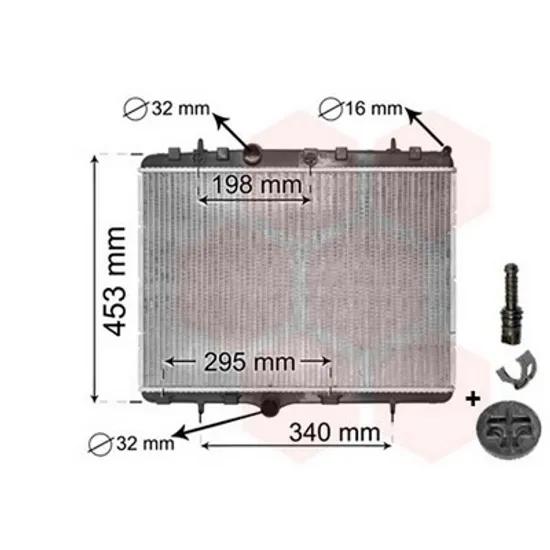 Radiator Motor PEUGEOT 2008 1 2015->2020 Radiator apa benzina-diesel (38x55x1,8)cu suport ventilator Perioada 2014 2015 2016 2017 2018 2019 2020