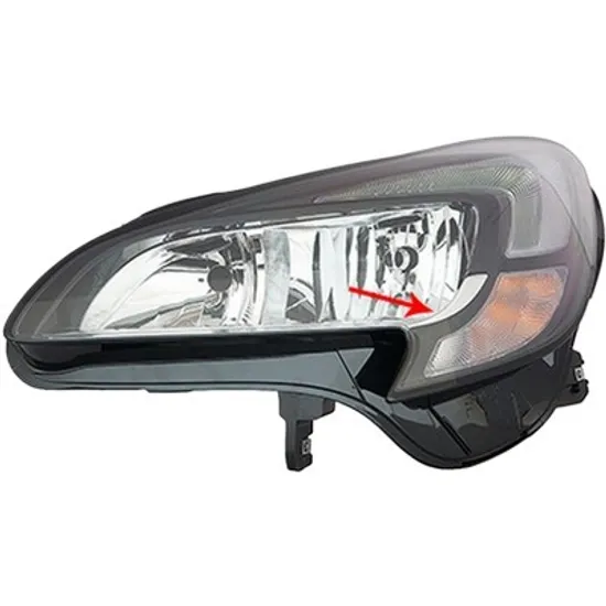 Far stanga OPEL CORSA E 2014->2018 perioada 2014 2015 2016 2017 2018 2019 cu motor reglaj, fumuriu, semnal galben transparent, cu reglaj electric, cu daylight, cu bec H7/H7,