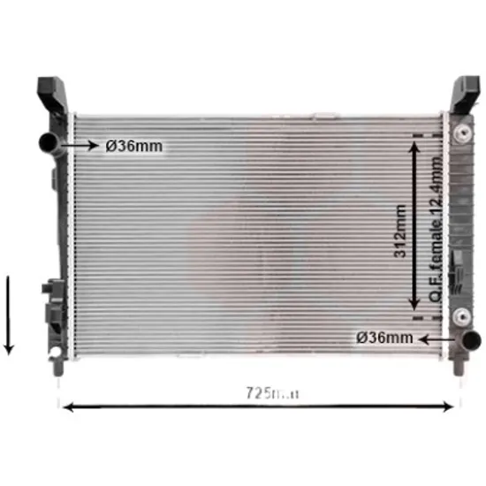 Radiator apa MERCEDES A-CLASS W169 2004->2012 A 200 CDI 103KW 140CP , pentru motor OM 640.941 perioada 2004 2005,2006,2007,2008,2009,2010,2011 2012