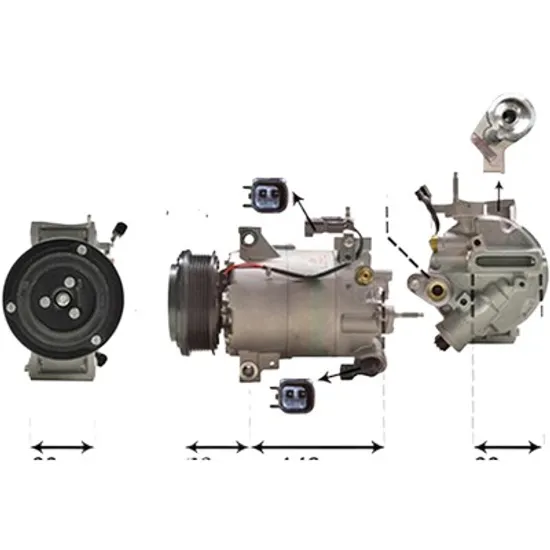 Compresor aer conditionat FORD ECOSPORT 2012-> 1.0 EcoBoost 92KW 125CP , pentru motor M1JC, M1JJ, M1JU perioada 2013 2014 2015 2016 2017 2018