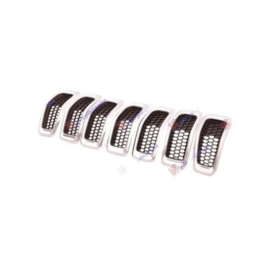 Grila Radiator JEEP CHEROKEE 2013-> Grila radiator completa neagra cu ornamente cromate (SET 7 buc, Perioada 2014 2015 2016 2017 2018 2019