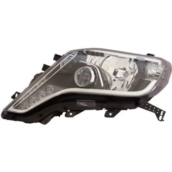 Far dreapta TOYOTA LAND CRUISER PRADO J15 2009-> perioada 2009 2010 2011 2012 2013 2014 de la an de fabricatie 01/2014, pana la an de fabricatie 2017, fara motor reglaj, fumuriu, cu reglaj electric, cu bec HB3, cu bec LED