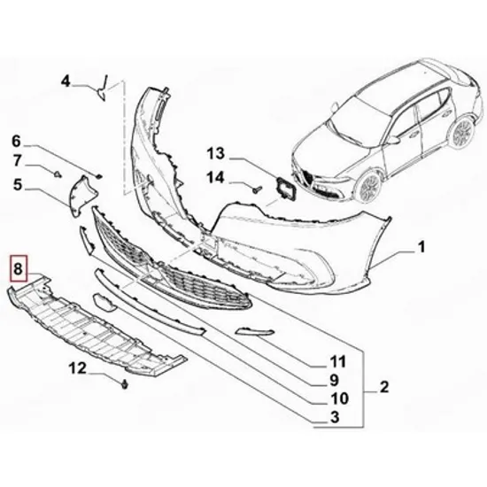 Scut Bara ALFA ROMEO TONALE 2022-> Deflector bara fata plastic (O) Perioada 2022 2023 2024 2025