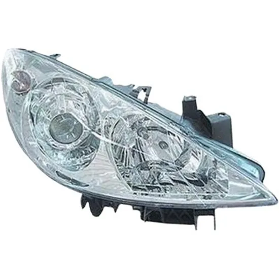 Far dreapta PEUGEOT 307 2000->2011 perioada 2000 2001 2002 2003 2004 2005 2006 2007 de la an de fabricatie 07/2005, cu motor reglaj, semnal transparent, cu reglaj electric, cu bec H7/H1
