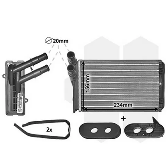 Radiator Incalzire VW POLO 6N2 1999->2001 Calorifer +/-AC 234x157x42 Perioada 1995 1996 1997 1998 1999 2000 2001 2002