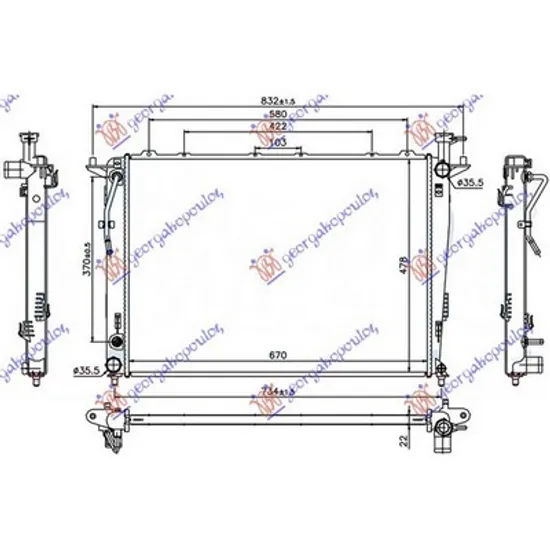Radiator Motor KIA SORENTO 2 2009->2015 Radiator apa pentru 2,4 benzina (67x48x) CV manuala/automata Perioada 2009 2010 2011 2012 2013 2014 2015
