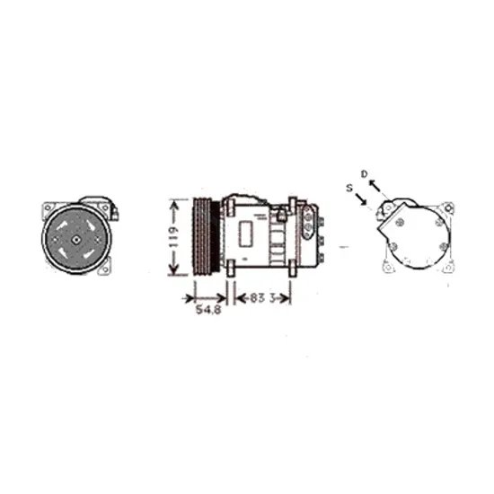 Compresor aer conditionat VW CARAVELLE 5 2003->2015 1.9 TDI 62KW 84CP , pentru motor BRR perioada 2006 2007 2008 2009