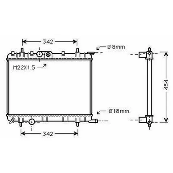 Radiator Motor CITROEN XSARA 1997->2005 Radiator apa pentru 1.6cc cu/fara aer conditionat (38x55x1.8) Perioada 1997 1998 1999 2000 2001 2002 2003 2004 2005
