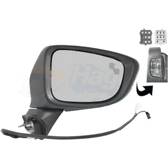 Oglinda exterioara dreapta MAZDA 6 GJ 2012-> perioada 2012 2013 2014 2015 2016 2017 pana la an de fabricatie 2015, cu senzor banda, cu semnal, numar pini 10, cu incalzire, rabatare electrica, prevopsit grund