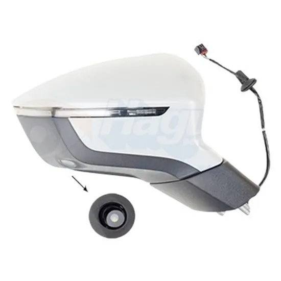 Oglinda exterioara dreapta SEAT ATECA 2016->, ATECA 2020-> perioada 2016 2017 2018 2019 2020 2021 2022 2023 2024 2025 , cu lampa podea, cu senzor banda, rabatare electrica, pregatit pentru dispozitiv de avertizare unghi mort, pentru pini 11, cu incalzire