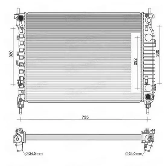Radiator Motor CHEVROLET CAPTIVA C100 2006-> Radiator apa motor 2.2 TDCi manuala diesel (670x500x34) (KOYO) Perioada 2012 2013 2014 2015 2016 2017 2018