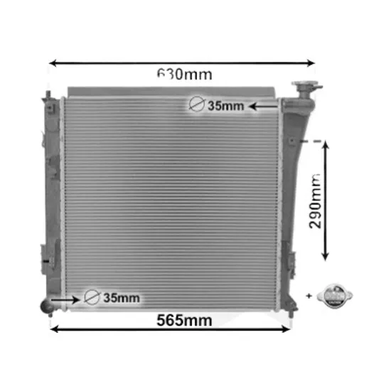 Radiator apa HYUNDAI i40 2012-> 1.7 CRDi 100KW 136CP , pentru motor D4FD perioada 2012 2013,2014,2015,2016 2017