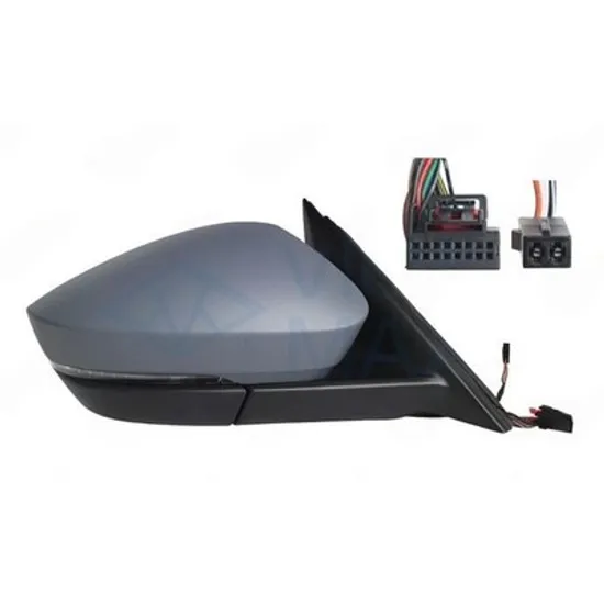 Oglinda SKODA KODIAQ 2016-> Oglinda exterioara electrica cu incalzire cu rabatare electrica pentru vopsit cu memorie (Heliomata cu cabluri) (cu semnal si lampa de podea si senzor de banda) (15+2pin) DREAPTA Perioada 2016 2017 2018 2019 2020 2021