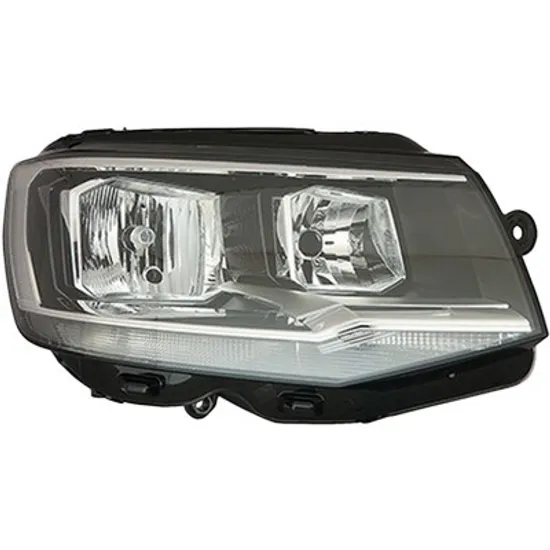 Far dreapta VW CARAVELLE 6 2015->, TRANSPORTER T6 2015-> perioada 2015 2016 2017 2018 2019 cu motor reglaj, semnal transparent, cu reglaj electric, cu bec W21W, cu bec H7/H7