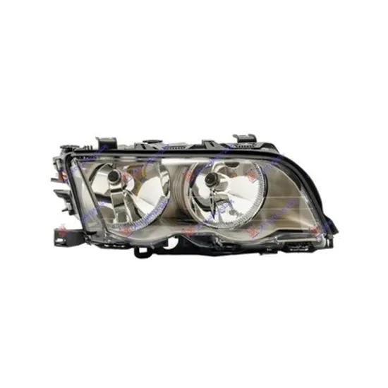 Faruri BMW 3 E46 1997->2005 Far dreapta cu reglaj electric, cu motor, H7+H7, crom, ptr 4 usi (E46 Sedan/Break 5.98-10.01) Perioada 1998 1999 2000 2001