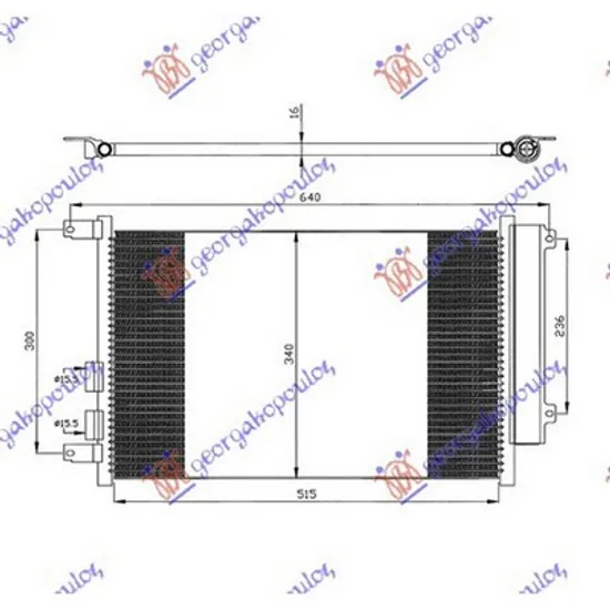 Radiator Aer Conditionat ALFA ROMEO 147 2000->2010 Radiator aer conditionat 1.9JTD (56x34x1.6) Perioada 2001 2002 2003 2004 2005 2006 2007 2008 2009 2010