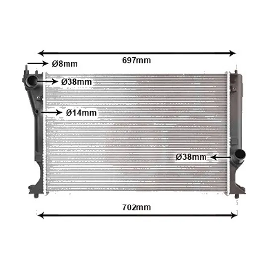 Radiator apa TOYOTA AVENSIS T25 2003->2008 pentru 2.2 D-CAT, perioada 2005 2006 2007 2008