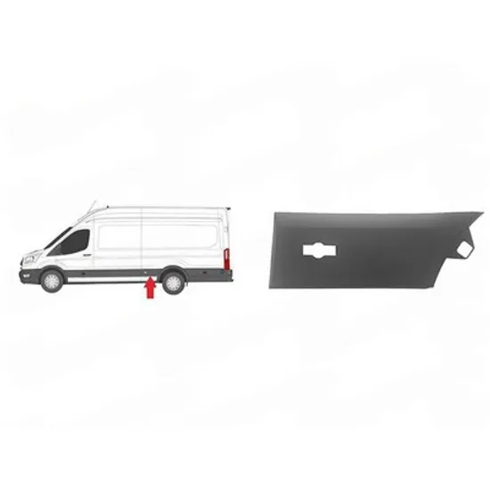 Bandou aripa spate FORD TRANSIT 2013-> Bandou Aripa spate lateral gri punte simpla cu cu locas lampa ampatament lung cu suport STANGA Perioada 2013 2014 2015 2016 2017 2018