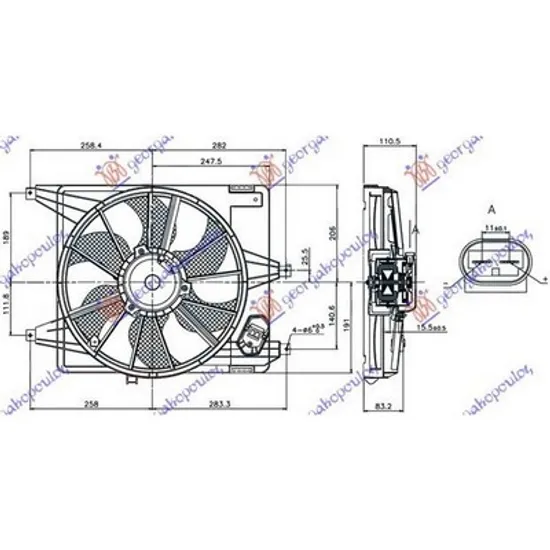 Ventilator Motor DACIA SANDERO 1 2008->2013 Electroventilator motor complet 1,4-1,6 (38cm) Perioada 2008 2009 2010 2011 2012
