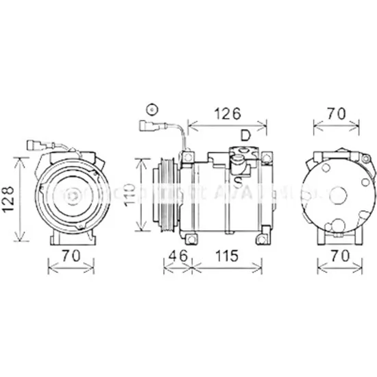 Compresor aer conditionat IVECO DAILY 4 2006->2012 pentru 35C14 GV, 35C14 GV/P, 35S14 GV, 35S14 GV/P, perioada 2007 2008 2009 2010 2011