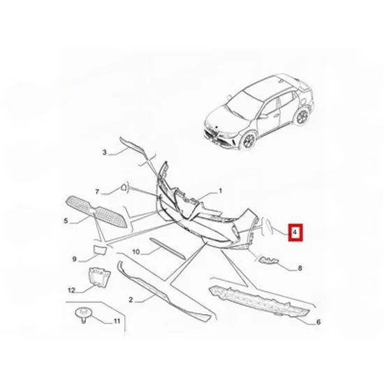 Grila Bara ALFA ROMEO JUNIOR 2024-> Grila bara fata lateral (O) DREAPTA Perioada 2024 2025