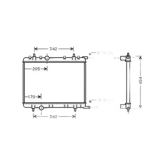 Radiator Motor PEUGEOT PARTNER 1996->2010 Radiator apa pentru 1 4 - 1 6cc cu/fara aer conditionat 38x56x1 8 2002 -> Perioada 2002 2003 2004 2005 2006 2007 2008